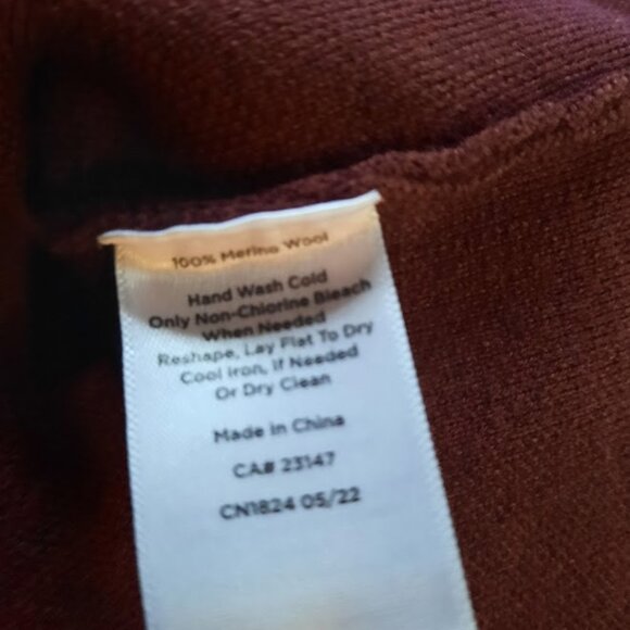 Talbots Merino Wool Snap Front Cardigan Sweater Coat NWT Sz LP Burgundy - Picture 6 of 6